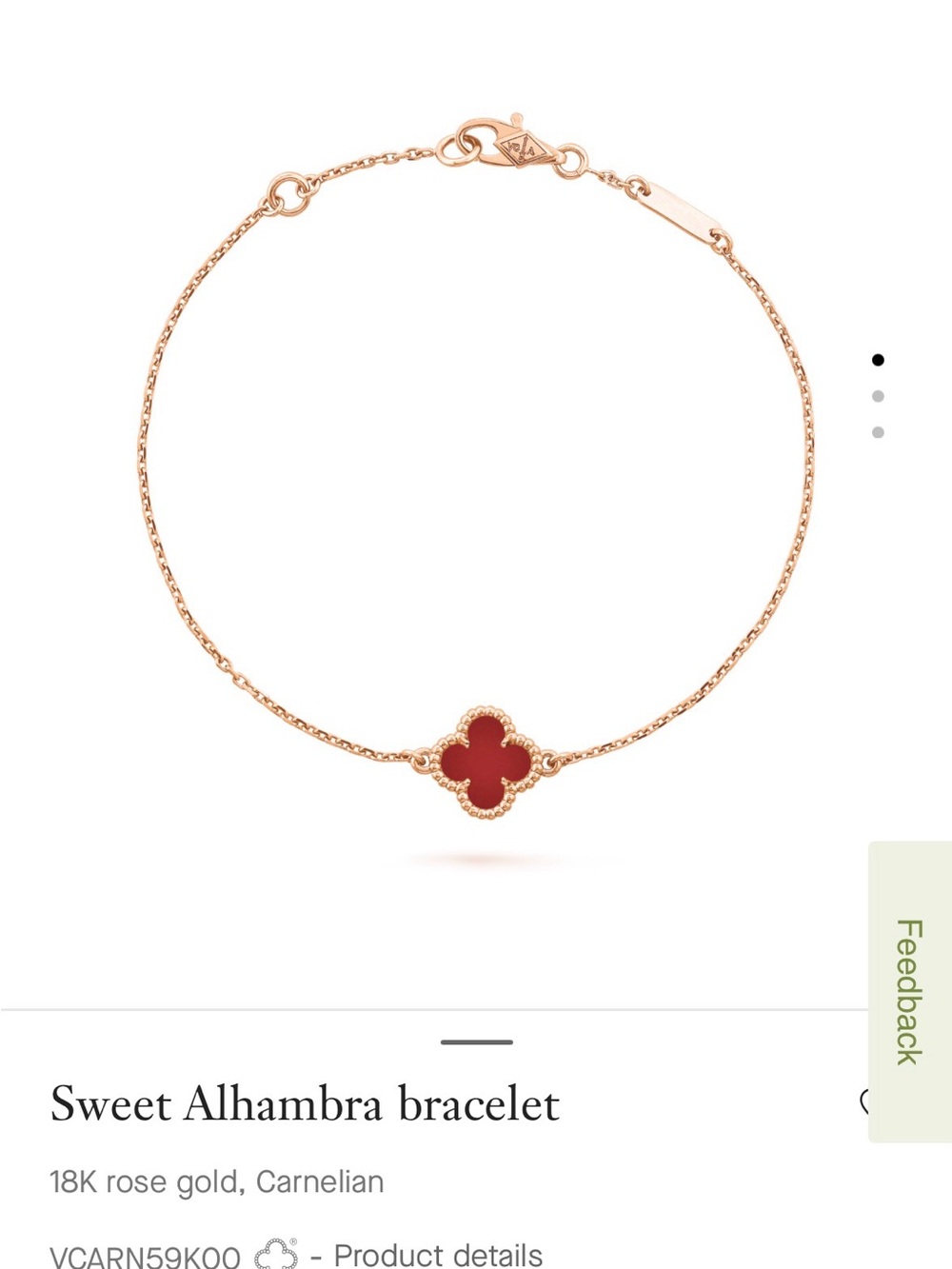 Van clef Sweet Alhambra bracelet Carnelian - Picture 5 of 11